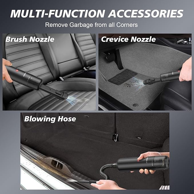 Chuboor Mini Vacuum, Powerful Car Vacuum Cordless Rechargeable, Small Dust Buster for Dust, Sand, Crumbs, Ultra-Light Portable Vacuum for Home, Car, Hand Held Vacuum PB10