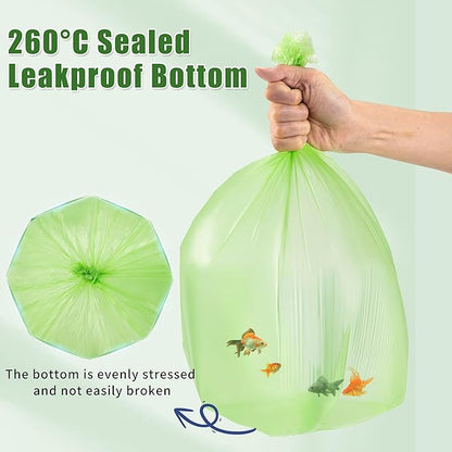 Upgraded Thickness Compostable Trash Bags, 2.6 Gallon / 10L, 150 Count - Maximum Strength, Leakproof & Tough Biodegradable Garbage Bags for Kitchen & Home
