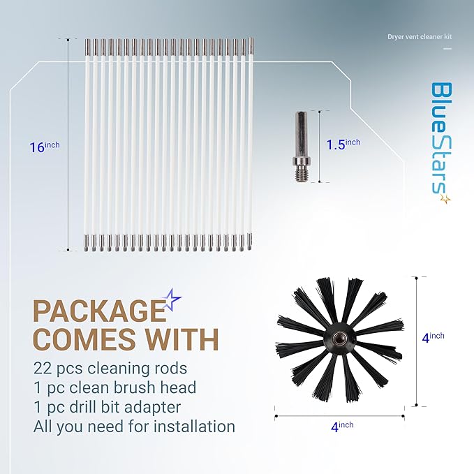 Upgraded 30 Feet Dryer Vent Cleaner Kit with Drill Attachment - Extendable Dryer Vent Cleaner Kit with Brush & 22 Detachable Rods - Compatible with Most Vacuum Cleaner