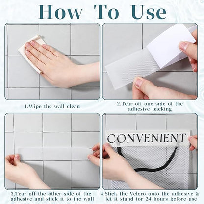 4Pcs Foldable Plastic Bag Holder, Mesh Trash Bag Holder, Wall Mount Sticky Garbage Bags Organizer, for Home Kitchen Grocery Plastic Shopping Garbage Bags Reusable