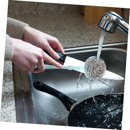 1set Steel Ball Cleaning Ball Stove Top Cleaner Pan Cleaning Tool Pot Scrubber