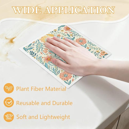 5 Pack Mixed Vintage Floral Swedish Kitchen Dishcloths Dish Towel, Dish Towels for Kitchen, Swedish Dishcloth Colorful Flower, Paper Towels Reusable, Dish Cloth Towel Cleaning Wipe for Home