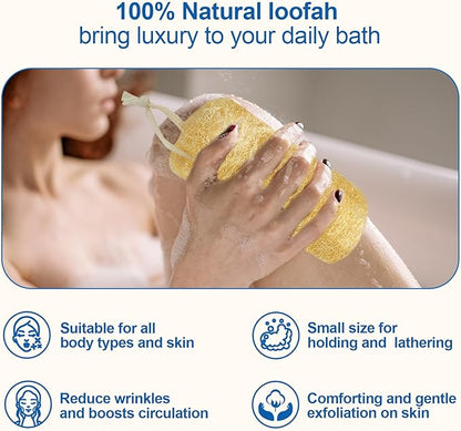 Natural Loofah Sponge (4 Packs), 6“ Natural Loofah Exfoliating Body Scrubber Egyptian Loofa Eco 100% All Natural luffa Cleaning for Men Women Deep Clean Skin