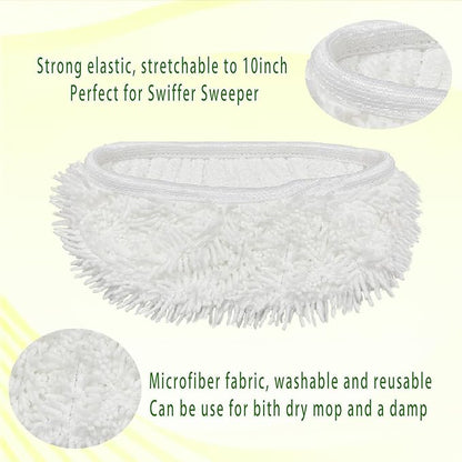 Reusable Microfiber Mop Pads Washable Wet Pads Compatible with Refills for Swiffer Sweeper Wet & Dry Sweeping Cloths Mop Head Replacement for Household Cleaning