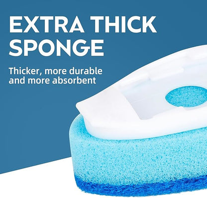 Dishwand with 9 Sponge Refills Set, Dish Wand with Handle Replacement Sponge Heads, Soap Dispensing Dish Brush with Non Scratch Scrubber Heads, Kitchen Dishwashing Cleaning Tool for Pots Pans Sink