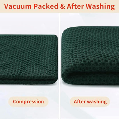 Homaxy 100% Cotton Waffle Weave Kitchen Dish Cloths, Ultra Soft Absorbent Quick Drying Dish Towels, 12 x 12 Inches, 12-Pack, Blackish Green