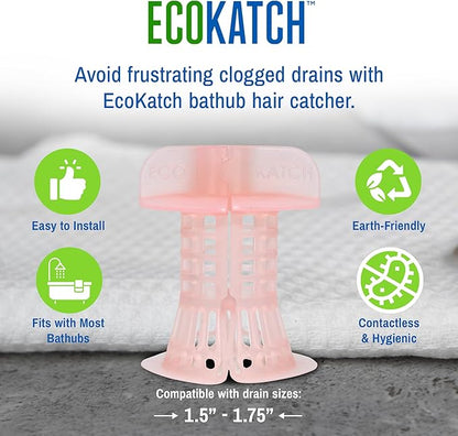 Bathtub Drain Hair Catcher – No-Contact Dispose, Conceals Hair, Reusable BPA-Free Silicone Mesh Strainer, Hair Stopper, Clog Preventer, Fits 1.5”–1.75” Pop-Up & Regular Drains (Turkish Pink)