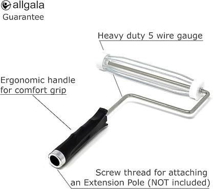 Allgala Paint Roller Covers, 6 Pack 9 Inch with Fitting Paint Roller Cover Frame, Shedless Lint Free Painter Rolle Sleeves 1/2 in Roller Naps for Paint Roller Kit