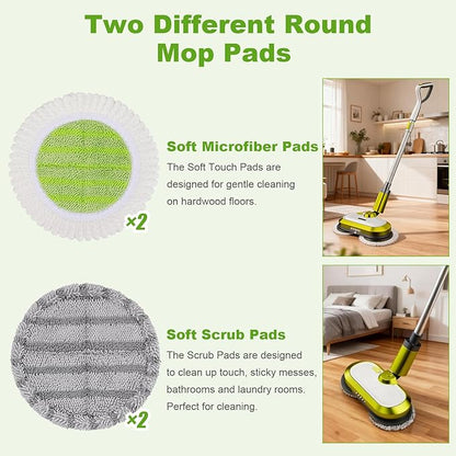 6.3 inch Electric Mop Pads Replacement for Vmai Alfabot Qimedo Idoo Eous Bi-ssell Electric Spin Mop: Round Spinwave Spin Wave Mop Pad, Microfiber Soft Scrubber Mop Pads for Floor Cleaning (4 Pack)