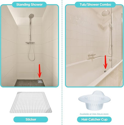 25 Pack Disposable Shower Drain Hair Catcher Mesh Stickers - Peel & Stick Drain Strainers to Prevent Clogs, Strong Waterproof Adhesive, Mess-Free Disposable Drain Covers for Shower, 6 inch, Square