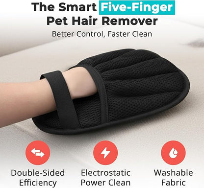 Electrostatic pet Hair Removal Glove, Reusable the Magic Brush, 2-Piece pet Glove Set for Furniture, Clothing, Car Seats, Reusable 2-in-1 Design, 1 Pack