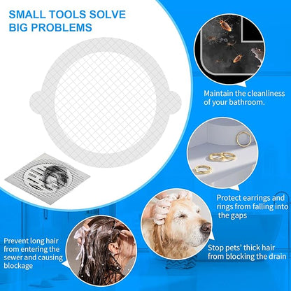 25pcs Disposable Shower Drain Hair Catcher Hair Trap for Shower Drain Mesh Stickers Shower Strainer for Bathroom Tub Kitchen Sink Shower Drain Cover Hair Stopper (White 25)