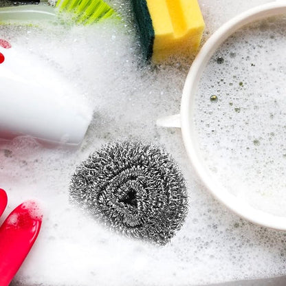 ULTECHNOVO 6pcs Steel Scrubber Sponges for Dishes Sturdy Cleaning Balls for Pots and Pans for Home and Commercial Use Effort-Saving Design Long-Lasting Clean