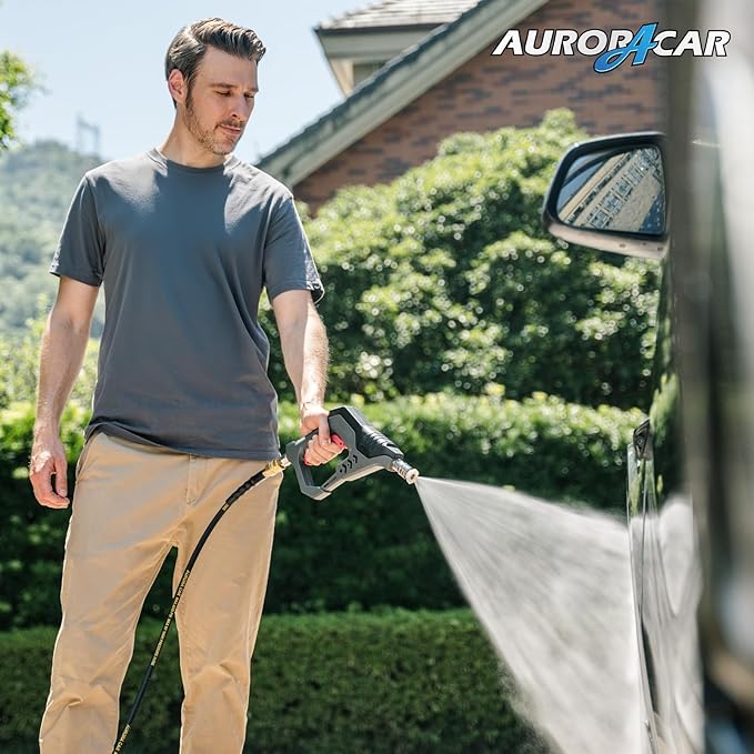 AURORA CAR Pressure Washer Short Gun, Commercial 5000 PSI 12 GPM 5 Spray Nozzle Tips, 3/8" Quick Connect Plug and M22-14/15mm Fittings, Power Washer Gun Compatible with Foam Cannon