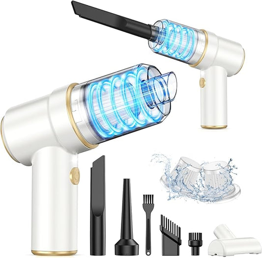 KMM Handheld Car Vacuum Cleaner, 9000PA Vacuum Cleaner & Air Duster, 120W High Power Vacuum Portable Cordless, Hand Held Vacuum Rechargeable with Multi-Nozzles & LED Light for Home, Car, Office