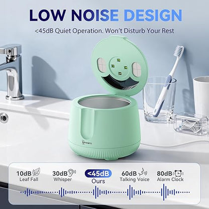 Ultrasonic Retainer Cleaner Machine 48kHz, Dental Cleaning Pod, Ultrasonic Retainer Cleaner for Dentures, Aligners, Mouth Guards, Toothbrush Heads and Jewelry with 200ML Capacity, LAB Supply