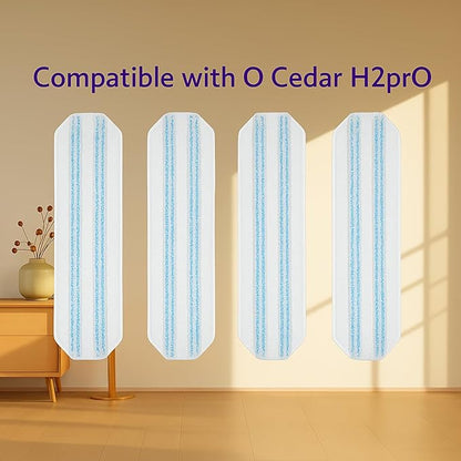 4 Pack Mop Pads Replacements for OCedar H2prO Flat Mop System,Microfiber Handle Pads Refills Washable & Reusable for Easy Cleaning