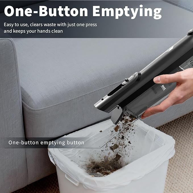 Cordless Handheld Vacuum, Lightweight Portable Hand Vacuum Cleaner with LED Light,Rechargeable Hand Held Vacuum with One-Touch Empty, Powerful Suction for Office, Home,Car, Inky