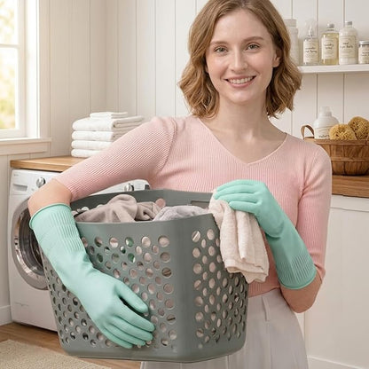 Cleaning Rubber Gloves, Waterproof Non-Slip Long Cuff Dishwashing Household Kitchen Gloves