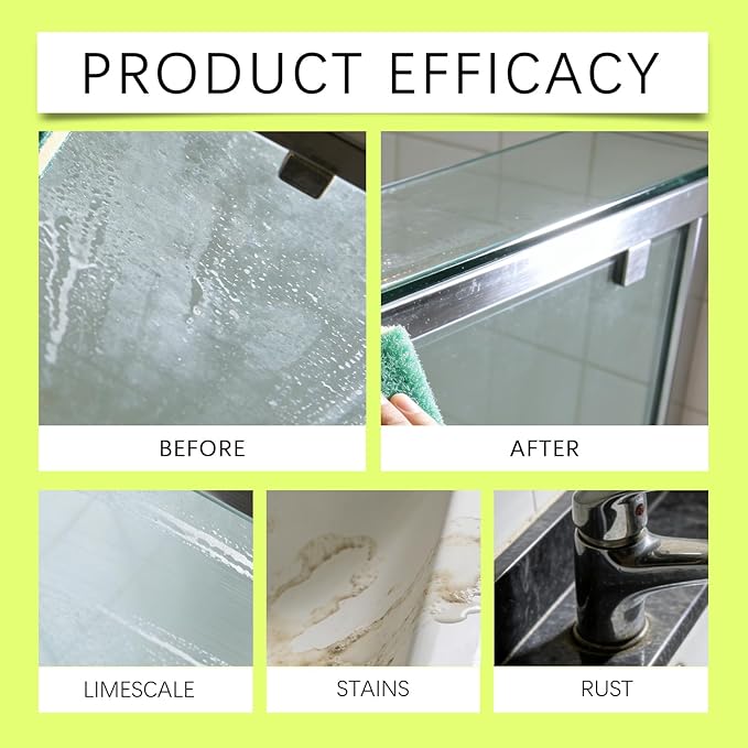 Hard Water Remover Spray – 16.91 FL Oz Stain & Scale Remover for Glass, Faucets, Tiles & Shower Doors | No Harsh Odor, Multi-Surface Safe Formula for Home & Commercial Use – 1 Bottle