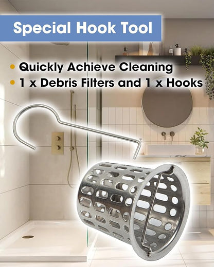 1 Pc Debris and Hair Strainer for Shower Drains Floor Drain, 2 Inch Stainless Steel Debris Basket Hair Trap Catcher with 1 Lifting Hook, Concave Type