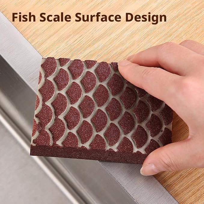 Magic Emery Cleaning Sponge Double Sided Scrubber for Kitchen Heavy Stain Removal Rust and Scale Eraser for Pots Sinks Ovens Cookware Kitchen Cleaning