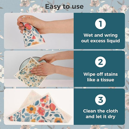 wlich Swedish Dishcloths, 10PCS Reusable Soft Kitchen Towels Dish Cloths Set with Clips, Non-Scratch Dish Rags for Washing Dishes, Washable Swedish Dish Cloths for Kitchen, No Odor(Plant)