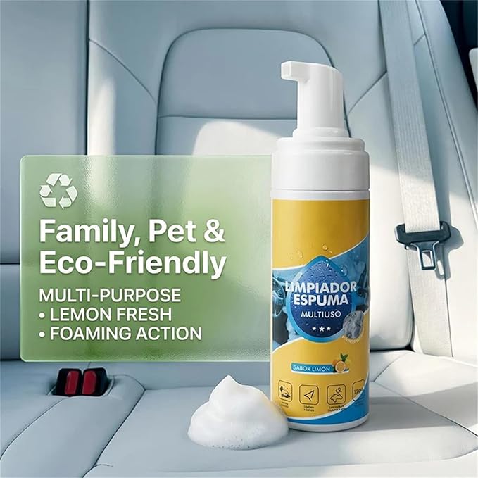 4-in-1 Multi-Enzyme Foam Cleaner 5oz, All-Purpose Deep Cleaning Spray for Car Interior, Kitchen Grease, Bathroom Tiles, Sofa Upholstery (1PC+1*Sponge+Towel)