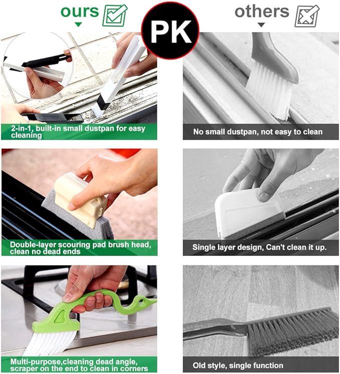 Window Groove Cleaning Brush Window Cleaner Tools,Hand-held Sliding Door Track Cleaning Brushes 6 Pieces for Sliding Door/Car Vents/Tile Lines/Shutter/Air Conditioner/Keyboard