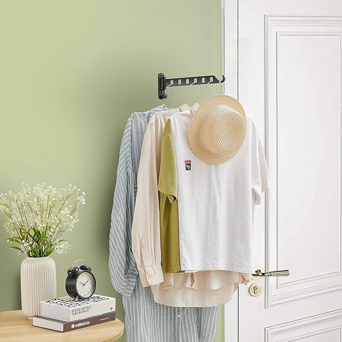 JOOM Laundry Drying Rack Wall Mounted Clothes Drying Rack Clothes Hanger Coat Hanger Garment Hooks Metal Clothes Hooks Black