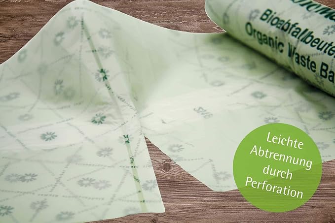 bioMat Compostable Trash Bags 8 Gallon, 50 Count, Medium flat top Kitchen Food Scrap Bin Liners, BPI, CMA and OK Compost HOME certified, Meets the ASTM D6400 Standard