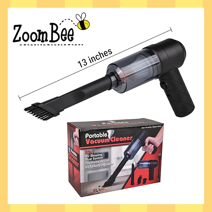 13" Mini Handheld Vacuum Cleaner - 120W, 12000pa Suction Power, Cordless, Rechargeable - Perfect for Dust, Pet Hair, Crumbs - Lightweight, Home, Office, Auto Detailing, Keyboard, Bricks, Ornaments