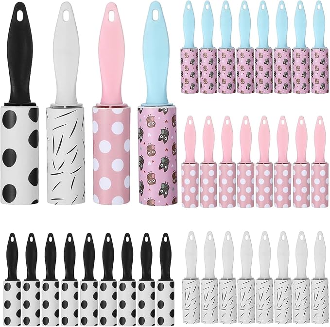 36 PCS Mini Lint Roller 1080 Sheets Rollers for Pet Hair Extra Sticky Travel Size Pet Hair Remover Compact Lint Roller for Clothes Portable Sticky Remover Dust Furniture Car Seat Gift Bags