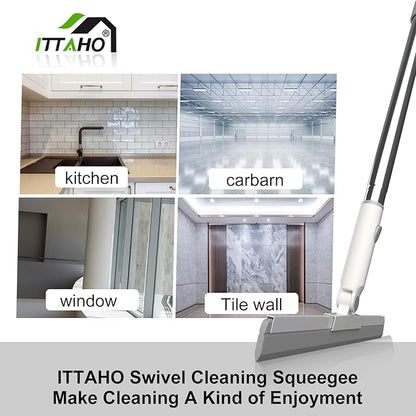 Floor Squeegee, Squeegee Broom for Floor with 62" Long Handle, Shower Squeegee for Tile Shower Walls,Garage, Deck, Bathroom, Glass,Window, Concrete Floor