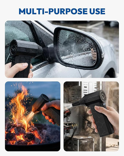 Compressed Air Duster, 130000RPM Super Power Rechargeable Cordless Electric Air Duster, 4 Gear Adjustable Mini Blower with LED Light for Electric Devices Computer Keyboard House Ourtdoor Car
