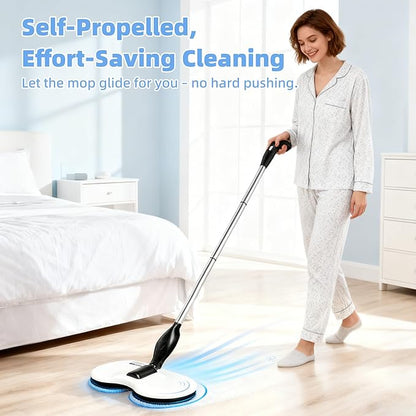 Electric Mop for Floor Cleaning, As Seen On TV, Cordless Spin Mopper Motorised Electric Mops for Hardwood Tile Laminate Floor Daily Light Cleaning (No Water Tank)