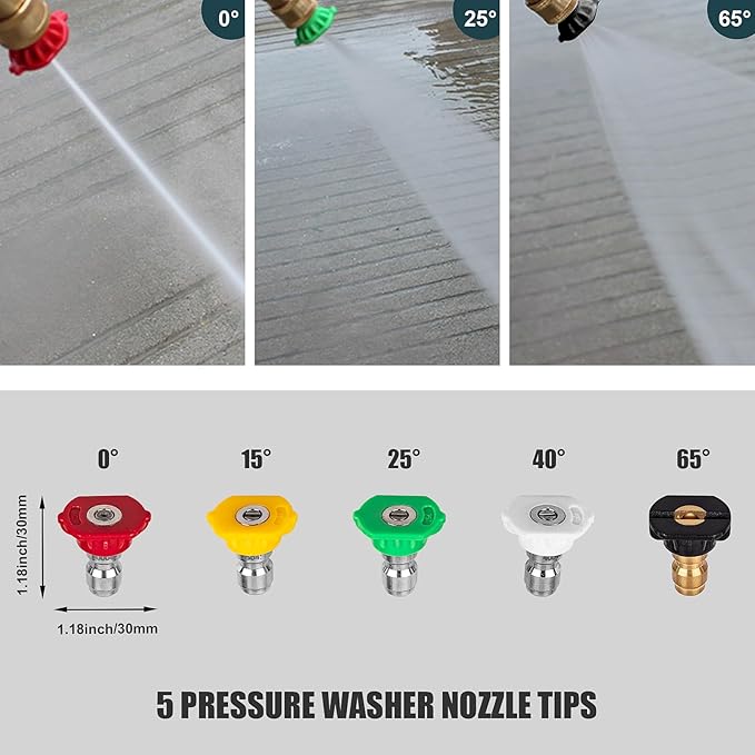 Clatoon Pressure Washer Short Gun, Foam Cannon with 1/4 Inch Quick Connector, Power Washer with 5 Pressure Washer Nozzle Tips, M22-14 mm Inlet Connector