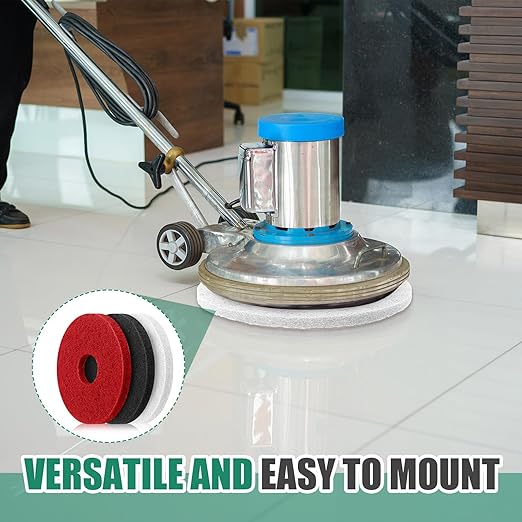 Teenyyou 3 Pcs 12" Cleaning Orbiter Pads Commercial Floor Buffer Pads Hardwood Floor Maintenance Scrubber Polisher Cleaning and Stripping for Orbiter Machine (Black,Red,White)