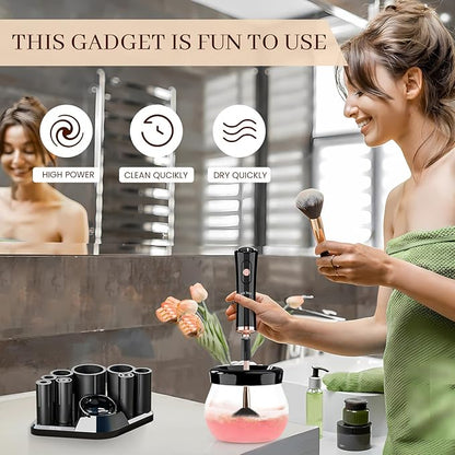 RICRIS Electric Makeup Brush Cleaner and Dryer Machine - Super Fast Clean and Dry Make Up Brushes - Automatic Cosmetic Brush Spinner Washer Tools