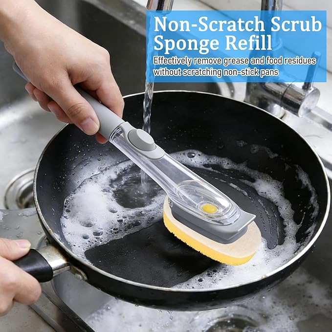 logohu 8Pcs Dish Wand Sponge Refills Compatible with Scrub Daddy, Sponge Replacement Heads, Non Scratch Dish Scrubber Brush for Kitchen Cleaning (Only Sponge Heads)