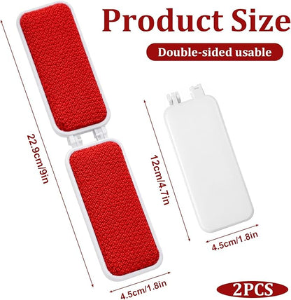 2 PCS Travel Lint Brush, Foldable Lint Brush for Clothes, Reusable Mini Lint-Brushes for Furniture, Pet Hair, Fabric Fluff