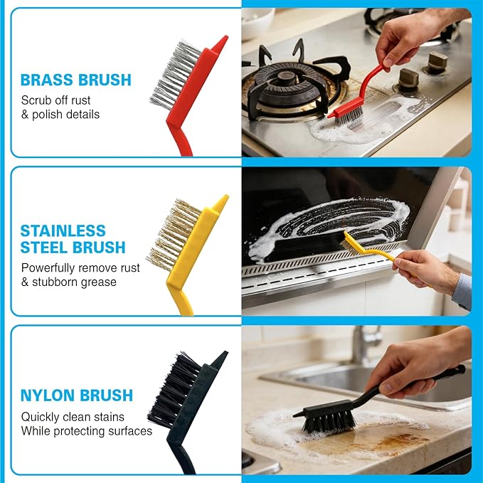 Crevice Cleaning Brush Set, Hard Bristle Small Scrub Brushes, Deep Cleaning Supplies for Kitchen, Bathroom, Grout, Bottle, Corners & Tight Spaces, 8Pcs