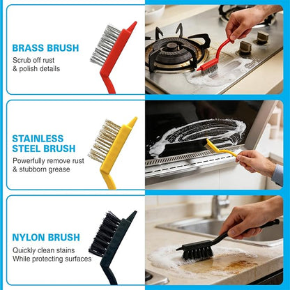 Crevice Cleaning Brush Set, Hard Bristle Small Scrub Brushes, Deep Cleaning Supplies for Kitchen, Bathroom, Grout, Bottle, Corners & Tight Spaces, 8Pcs