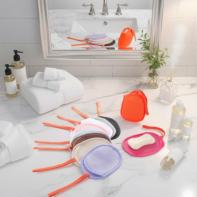 10 Pcs Mesh Soap Saver Bags Colorful Exfoliation Bar Lathering Soap Pouches Double Sided Pocket Bags for Rich Lather Body Face Cleaning