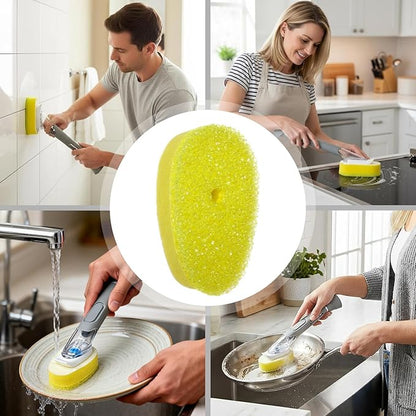 12 Pack Dish Wand Refill Heads Compatible with Scrub Daddy, Triple-Layer Temperature-Sensitive Sponge Refills, Strong Hook & Loop, Non-Scratch Replacement Heads for Dish Daddy Handle