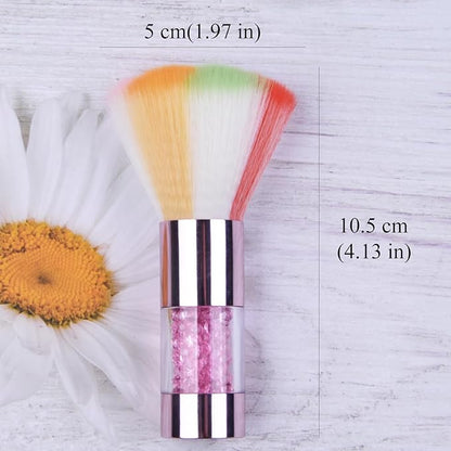 Colorful Nail Art Dust Brush Remover Cleaner for Acrylic Gel Nails with Shiny Rhinestone Handle