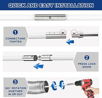 PetOde 41-Feet Dryer Vent Cleaner Kit, Lint Remover，Upgraded Flexible Quick-Snap Brush with Drill Attachment,Extends Up to 41 FEET for Easy Cleaning，Cleaning Tools Use with/Without a Power Drill（New）