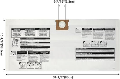 Shop-Vac 9066133 Disposable Filter Bags, Fits 5-8 Gallon Vacs, For Dry Pick-Up Only, White Paper, (3-Count) (Pack of 5)