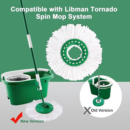 Mop Head Replacement for Libman Tornado Spin Mop System, Resuable Microfiber Mop Refill Pad, Easy to Replace, Machine Washable - White（3 Pack）