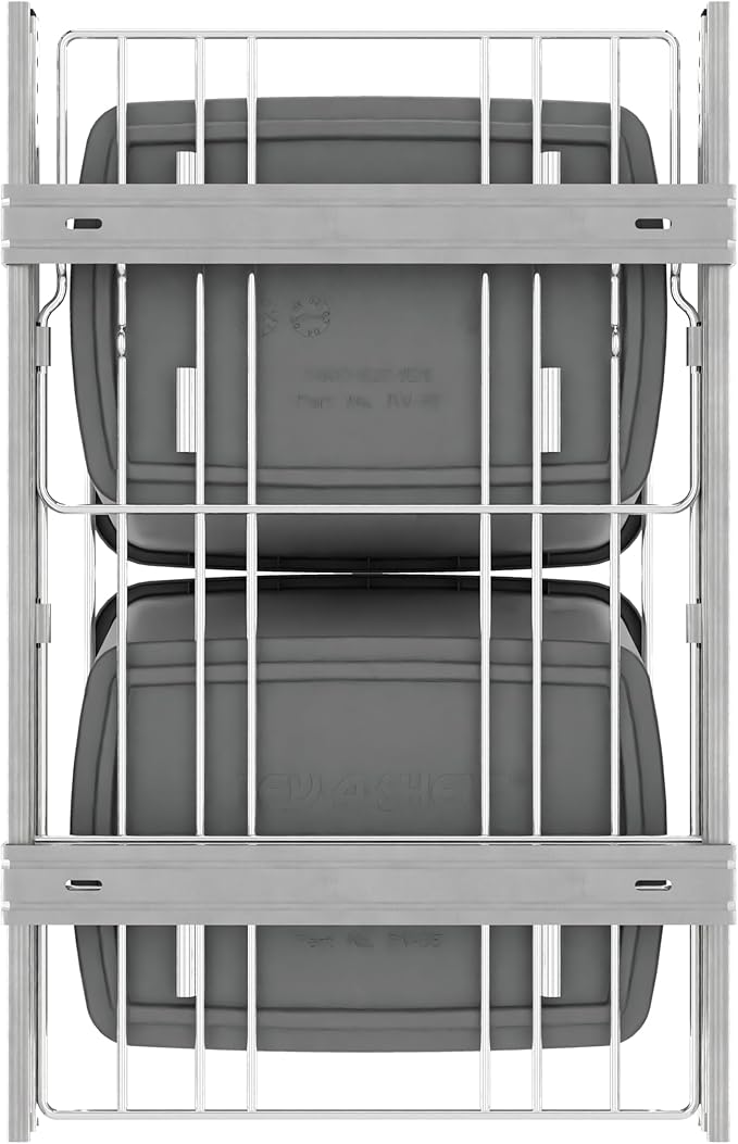 Rev-A-Shelf Double 35 Qt Pullout Trash Can for Base Kitchen Cabinets, Garbage Waste Bin System with Full-Extension Slides, Min Opening Width of 14.5", Silver, RV-18KD-17C S